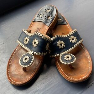 Navy & Silver Jack Rogers Sandals, Size 6